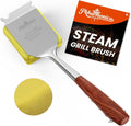 Grill Brush for Outdoor Grill, Bristle Free Grill Brush with Scraper, Safe Steam Grill Cleaner for BBQ &Griddle, Long Rosewood Handle Reaches Corners, for Porcelain, Cast Iron & Stainless Steel Grates